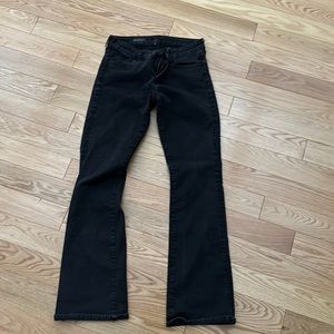 Washed black baby boot cut jeans. In excellent used condition.